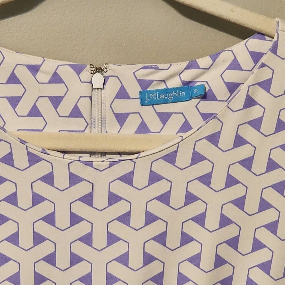 J.Mclaughlin dress sz XL women white geometric pattern Catalina fabric - Picture 4 of 13